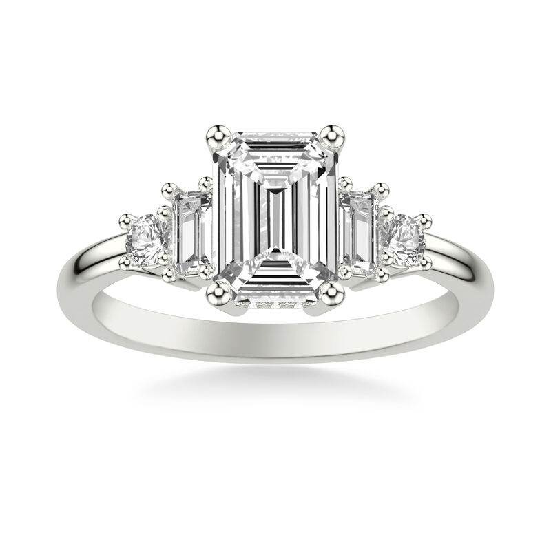 Natural Diamond 1/3ctw. Three Stone Engagement Ring Setting in 14k White Gold image number null